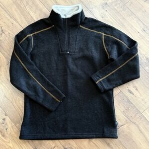 Kuhl Europa Quarter Zip Alfpaca Knit Fleece Pullover Sweater Jacket SZ M Brown